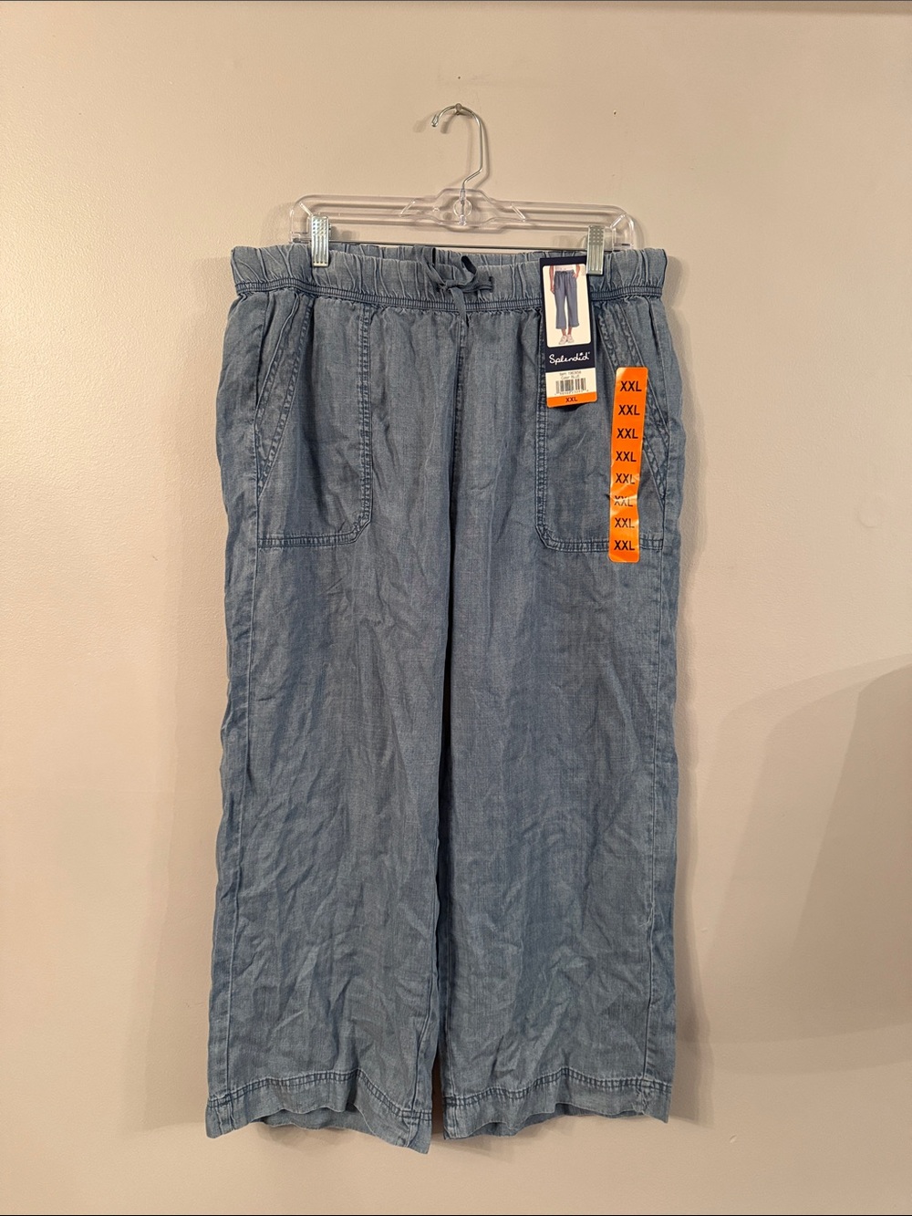 Splendid Light Blue Drawstring Elastic Waist Lyocell Cropped Pants - very soft